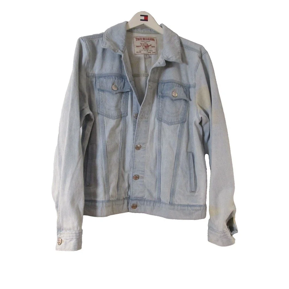 True Religion Denim Trucker Jacket Mens M Light Wash Jean Jacket